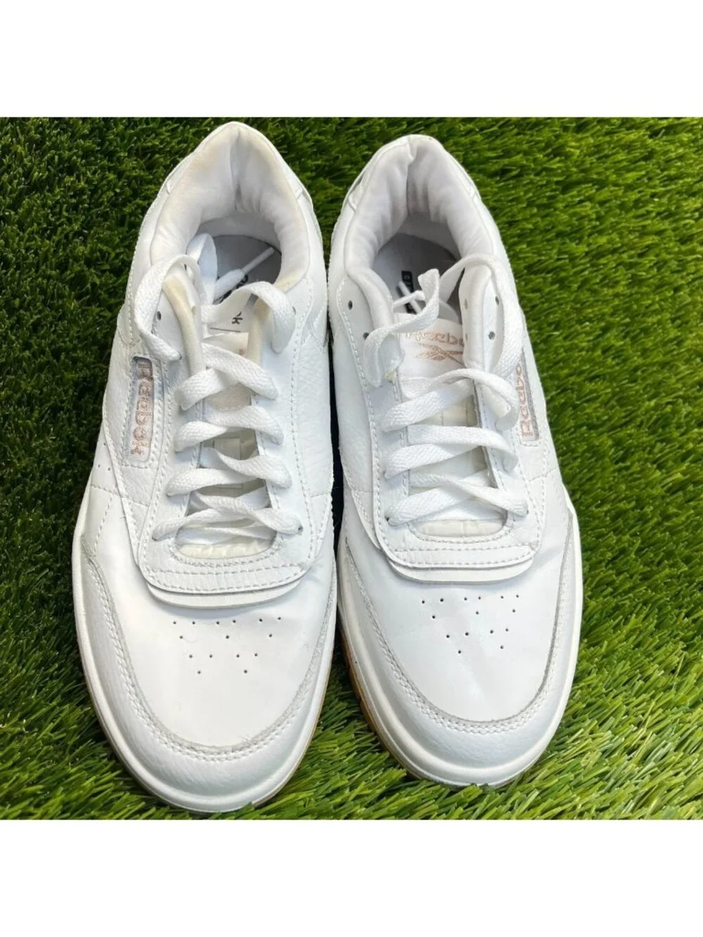 Reebok Club C Double Geo Womens Size 7 White Athletic Lifestyle Shoes Sneakers